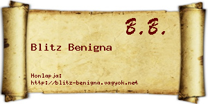 Blitz Benigna névjegykártya